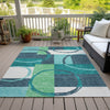 Piper Looms Chantille Geometric ACN943 Teal Machine Washable Area Rug Outdoor Lifestyle Image Feature