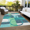 Piper Looms Chantille Geometric ACN943 Teal Machine Washable Area Rug Outdoor Lifestyle Image Feature