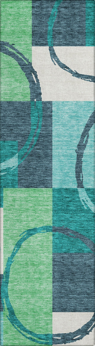 Piper Looms Chantille Geometric ACN943 Teal Machine Washable Area Rug Runner Main Image