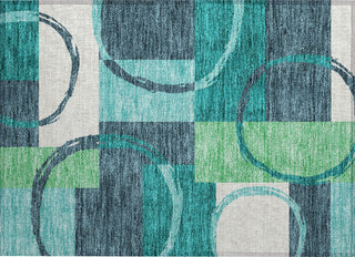 Piper Looms Chantille Geometric ACN943 Teal Machine Washable Area Rug Scatter Main Image
