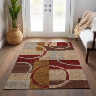 Piper Looms Chantille Geometric ACN943 Wheat Machine Washable Area Rug Lifestyle Image Feature