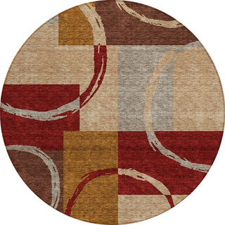 Piper Looms Chantille Geometric ACN943 Wheat Machine Washable Area Rug Round Main Image