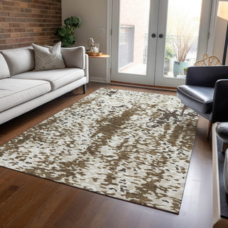 Piper Looms Chantille Abstract ACN944 Brown Machine Washable Area Rug Lifestyle Image Feature