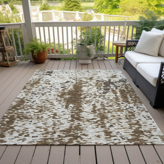 Piper Looms Chantille Abstract ACN944 Brown Machine Washable Area Rug Outdoor Lifestyle Image Feature