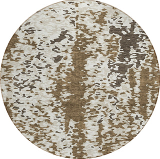 Piper Looms Chantille Abstract ACN944 Brown Machine Washable Area Rug Round Main Image