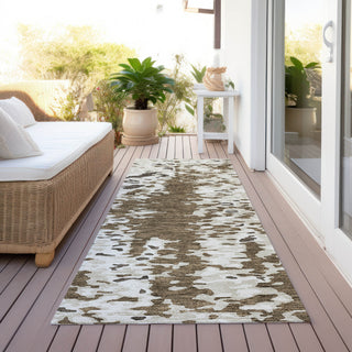 Piper Looms Chantille Abstract ACN944 Brown Machine Washable Area Rug Runner Outdoor Lifestyle Image Feature