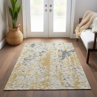 Piper Looms Chantille Abstract ACN944 Gold Machine Washable Area Rug Lifestyle Image Feature