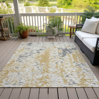 Piper Looms Chantille Abstract ACN944 Gold Machine Washable Area Rug Outdoor Lifestyle Image Feature