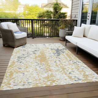 Piper Looms Chantille Abstract ACN944 Gold Machine Washable Area Rug Outdoor Lifestyle Image Feature