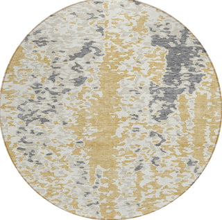 Piper Looms Chantille Abstract ACN944 Gold Machine Washable Area Rug Round Main Image
