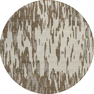 Piper Looms Chantille Abstract ACN945 Brown Machine Washable Area Rug Round Main Image