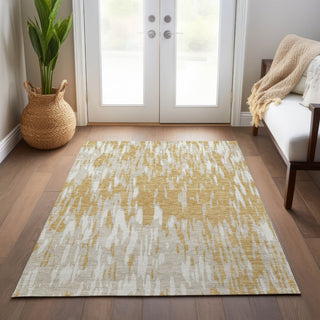 Piper Looms Chantille Abstract ACN945 Gold Machine Washable Area Rug Lifestyle Image Feature