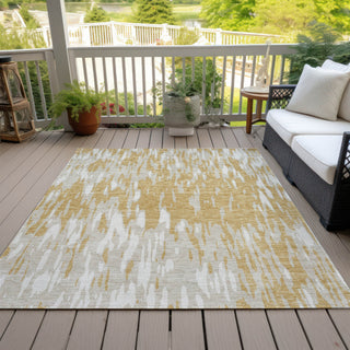 Piper Looms Chantille Abstract ACN945 Gold Machine Washable Area Rug Outdoor Lifestyle Image Feature