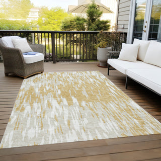 Piper Looms Chantille Abstract ACN945 Gold Machine Washable Area Rug Outdoor Lifestyle Image Feature