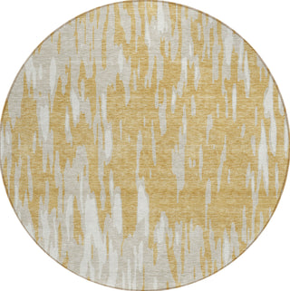 Piper Looms Chantille Abstract ACN945 Gold Machine Washable Area Rug Round Main Image