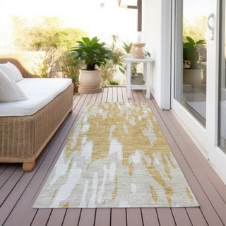 Piper Looms Chantille Abstract ACN945 Gold Machine Washable Area Rug Runner Outdoor Lifestyle Image Feature