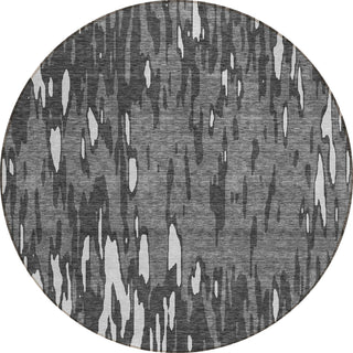 Piper Looms Chantille Abstract ACN945 Gray Machine Washable Area Rug Round Main Image