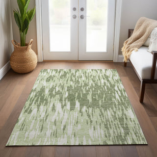 Piper Looms Chantille Abstract ACN945 Green Machine Washable Area Rug Lifestyle Image Feature