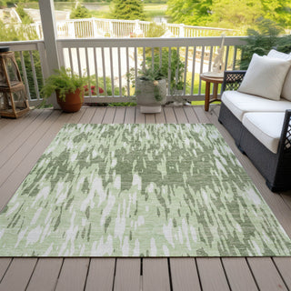 Piper Looms Chantille Abstract ACN945 Green Machine Washable Area Rug Outdoor Lifestyle Image Feature