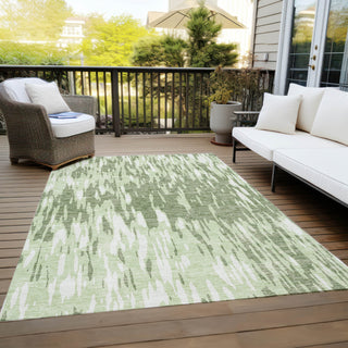 Piper Looms Chantille Abstract ACN945 Green Machine Washable Area Rug Outdoor Lifestyle Image Feature