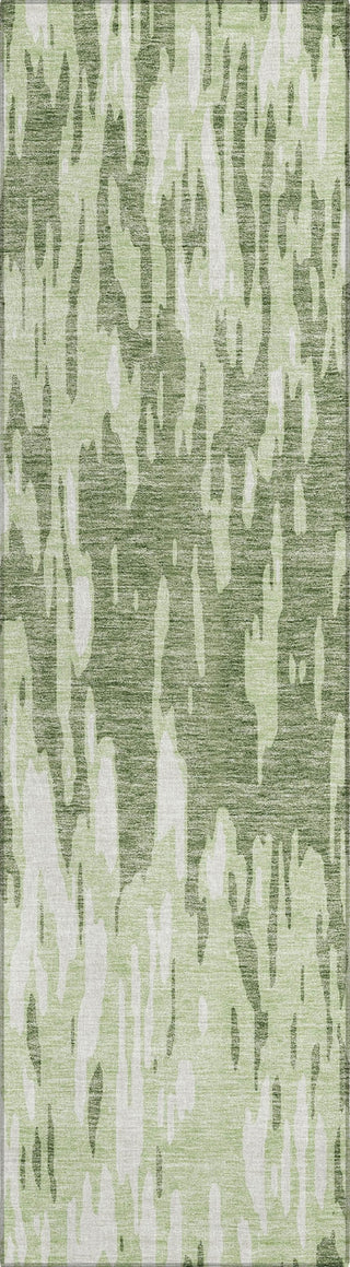 Piper Looms Chantille Abstract ACN945 Green Machine Washable Area Rug Runner Main Image
