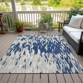 Piper Looms Chantille Abstract ACN945 Navy Machine Washable Area Rug Outdoor Lifestyle Image Feature