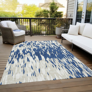 Piper Looms Chantille Abstract ACN945 Navy Machine Washable Area Rug Outdoor Lifestyle Image Feature