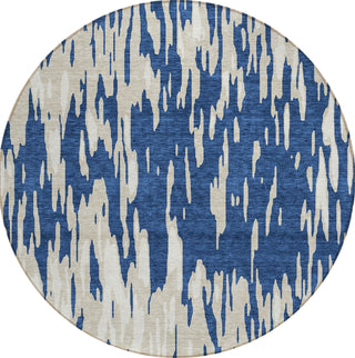 Piper Looms Chantille Abstract ACN945 Navy Machine Washable Area Rug Round Main Image