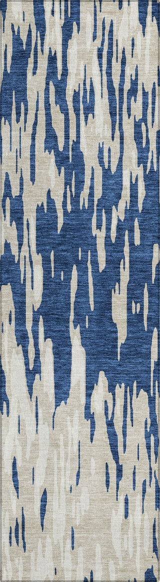 Piper Looms Chantille Abstract ACN945 Navy Machine Washable Area Rug Runner Main Image