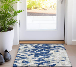 Piper Looms Chantille Abstract ACN945 Navy Machine Washable Area Rug Scatter Lifestyle Image Feature