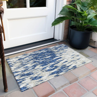 Piper Looms Chantille Abstract ACN945 Navy Machine Washable Area Rug Scatter Outdoor Lifestyle Image Feature