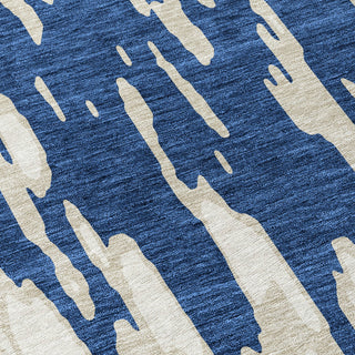 Piper Looms Chantille Abstract ACN945 Navy Machine Washable Area Rug Swatch Image
