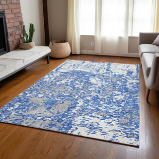 Piper Looms Chantille Abstract ACN946 Blue Machine Washable Area Rug Lifestyle Image Feature