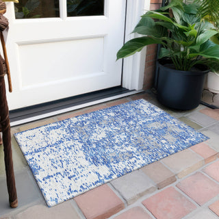 Piper Looms Chantille Abstract ACN946 Blue Machine Washable Area Rug Scatter Outdoor Lifestyle Image Feature
