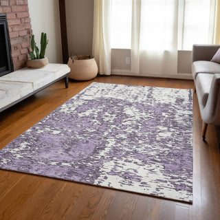 Piper Looms Chantille Abstract ACN946 Lavender Machine Washable Area Rug Lifestyle Image Feature
