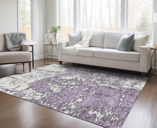 Piper Looms Chantille Abstract ACN946 Lavender Machine Washable Area Rug Lifestyle Image Feature
