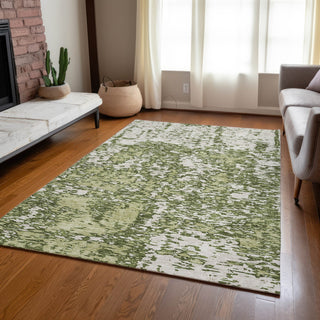 Piper Looms Chantille Abstract ACN946 Olive Machine Washable Area Rug Lifestyle Image Feature