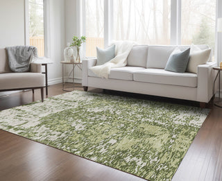 Piper Looms Chantille Abstract ACN946 Olive Machine Washable Area Rug Lifestyle Image Feature