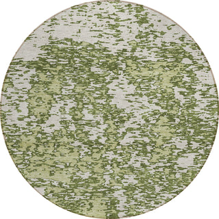 Piper Looms Chantille Abstract ACN946 Olive Machine Washable Area Rug Round Main Image