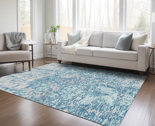 Piper Looms Chantille Abstract ACN946 Teal Machine Washable Area Rug Lifestyle Image Feature