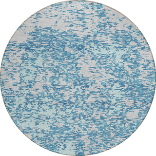 Piper Looms Chantille Abstract ACN946 Teal Machine Washable Area Rug Round Main Image