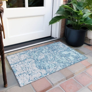 Piper Looms Chantille Abstract ACN946 Teal Machine Washable Area Rug Scatter Outdoor Lifestyle Image Feature