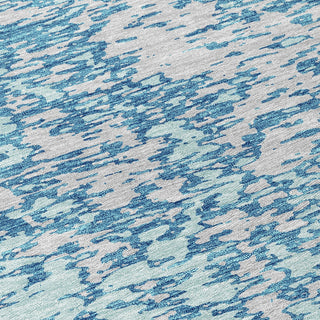 Piper Looms Chantille Abstract ACN946 Teal Machine Washable Area Rug Swatch Image