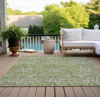 Piper Looms Chantille Geometric ACN947 Aloe Machine Washable Area Rug Outdoor Lifestyle Image Feature