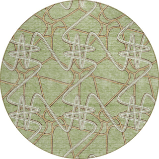 Piper Looms Chantille Geometric ACN947 Aloe Machine Washable Area Rug Round Main Image