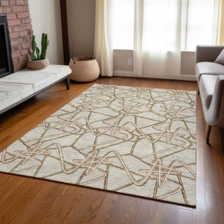 Piper Looms Chantille Geometric ACN947 Beige Machine Washable Area Rug Lifestyle Image Feature