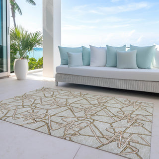 Piper Looms Chantille Geometric ACN947 Beige Machine Washable Area Rug Outdoor Lifestyle Image Feature