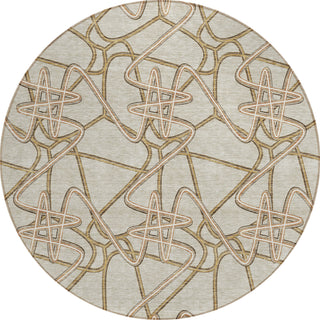 Piper Looms Chantille Geometric ACN947 Beige Machine Washable Area Rug Round Main Image