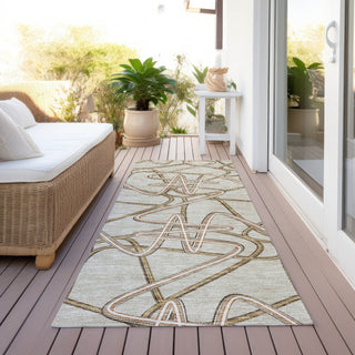 Piper Looms Chantille Geometric ACN947 Beige Machine Washable Area Rug Runner Outdoor Lifestyle Image Feature