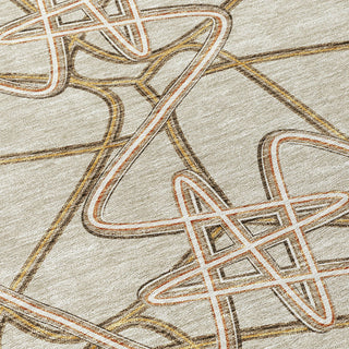 Piper Looms Chantille Geometric ACN947 Beige Machine Washable Area Rug Swatch Image